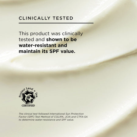 Great barrier sun lotion clinically tested and shown to be water-resistant and maintain its SPF value, protect land and sea certified